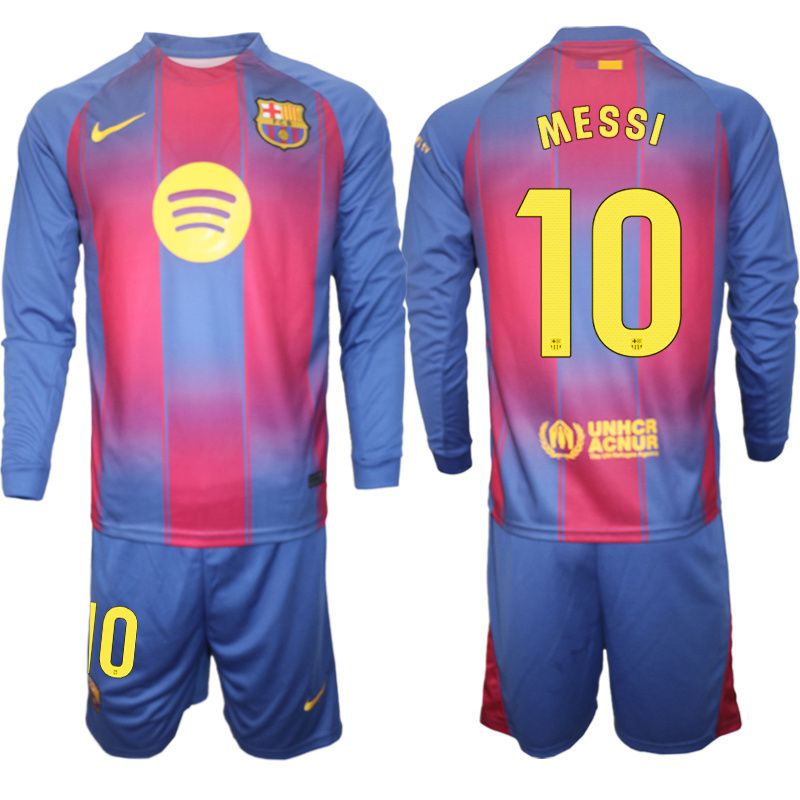 Men 2025-2026 Club Barcelona home blue Long sleeves #10 Soccer Jersey4->barcelona jersey->Soccer Club Jersey